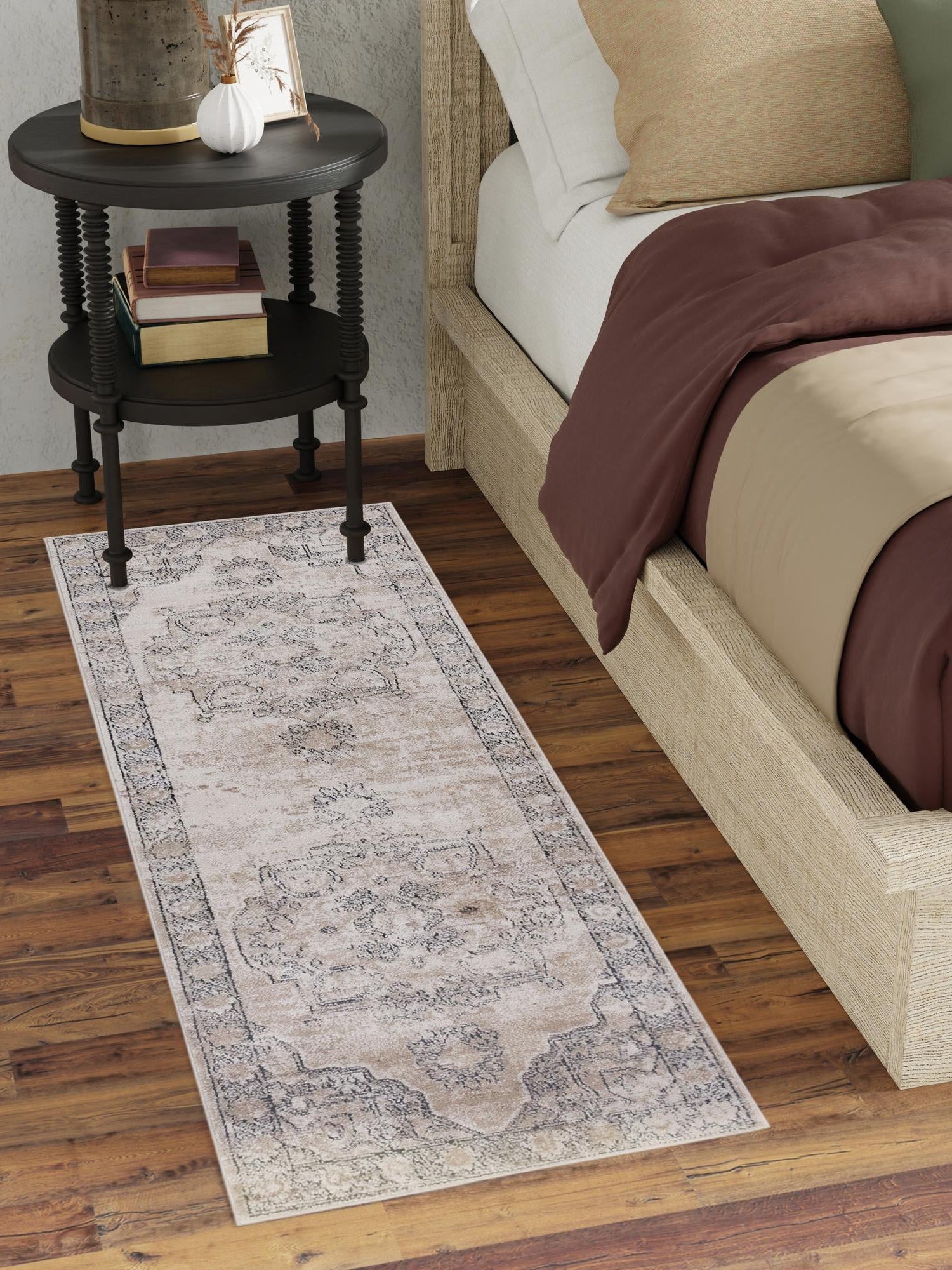 Ivory 2' 7 x 10' Portland Runner Area Rug 85% Polypropylene & 15% Polyester Vintage Distressed Traditional Carpet for Home Decor for Sale at Rug Engine