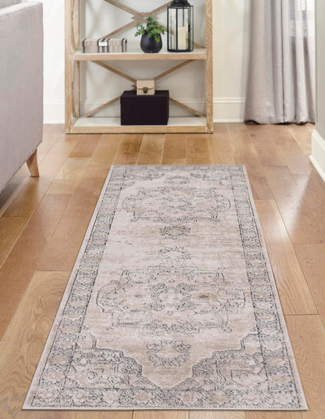Ivory 2' x 8' Portland Runner Area Rug 85% Polypropylene & 15% Polyester Vintage Distressed Traditional Carpet for Home Decor for Sale at Rug Engine