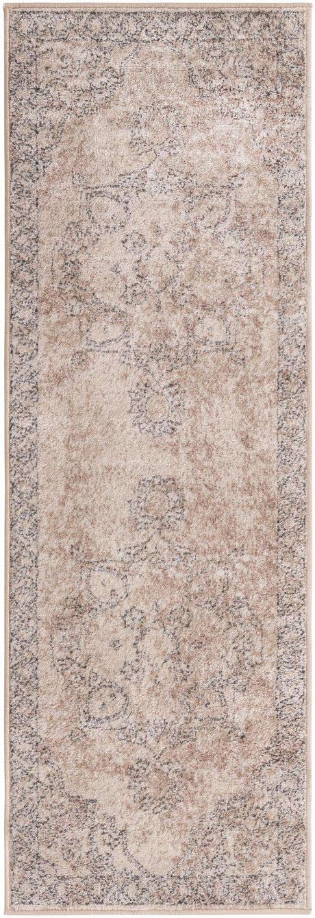 Ivory 2' x 6' 1 Portland Runner Area Rug 85% Polypropylene & 15% Polyester Vintage Distressed Traditional Carpet for Home Decor for Sale at Rug Engine