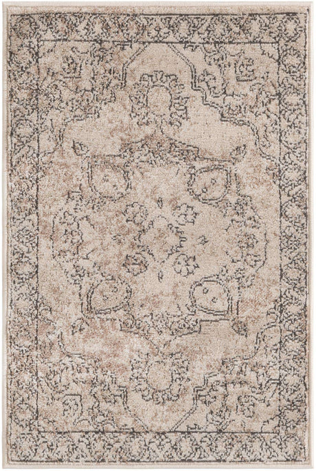 Ivory 2' 2 x 3' 1 Portland Rectangle Area Rug 85% Polypropylene & 15% Polyester Vintage Distressed Traditional Carpet for Home Decor for Sale at Rug Engine