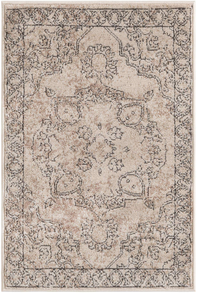 Ivory 2' 2 x 3' 1 Portland Rectangle Area Rug 85% Polypropylene & 15% Polyester Vintage Distressed Traditional Carpet for Home Decor for Sale at Rug Engine