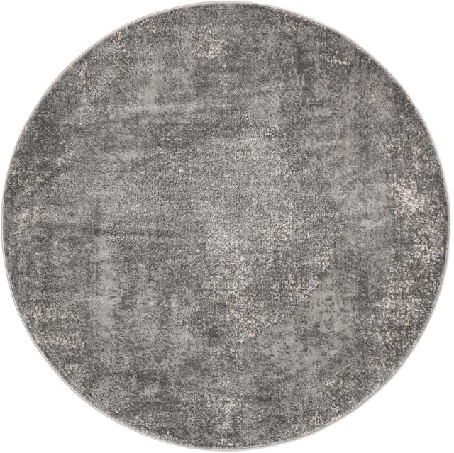 Gray 7' 1 x 7' 1 Portland Round Area Rug 85% Polypropylene & 15% Polyester Vintage Distressed Traditional Carpet for Home Decor for Sale at Rug Engine