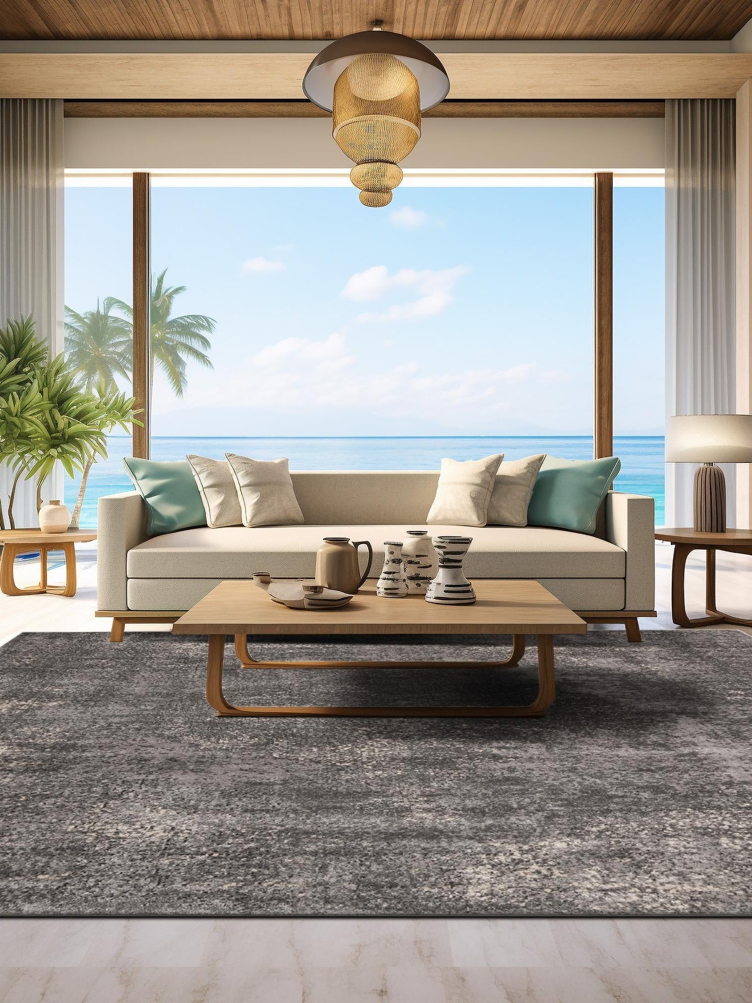 Gray 6' 1 x 6' 1 Portland Square Area Rug 85% Polypropylene & 15% Polyester Vintage Distressed Traditional Carpet for Home Decor for Sale at Rug Engine
