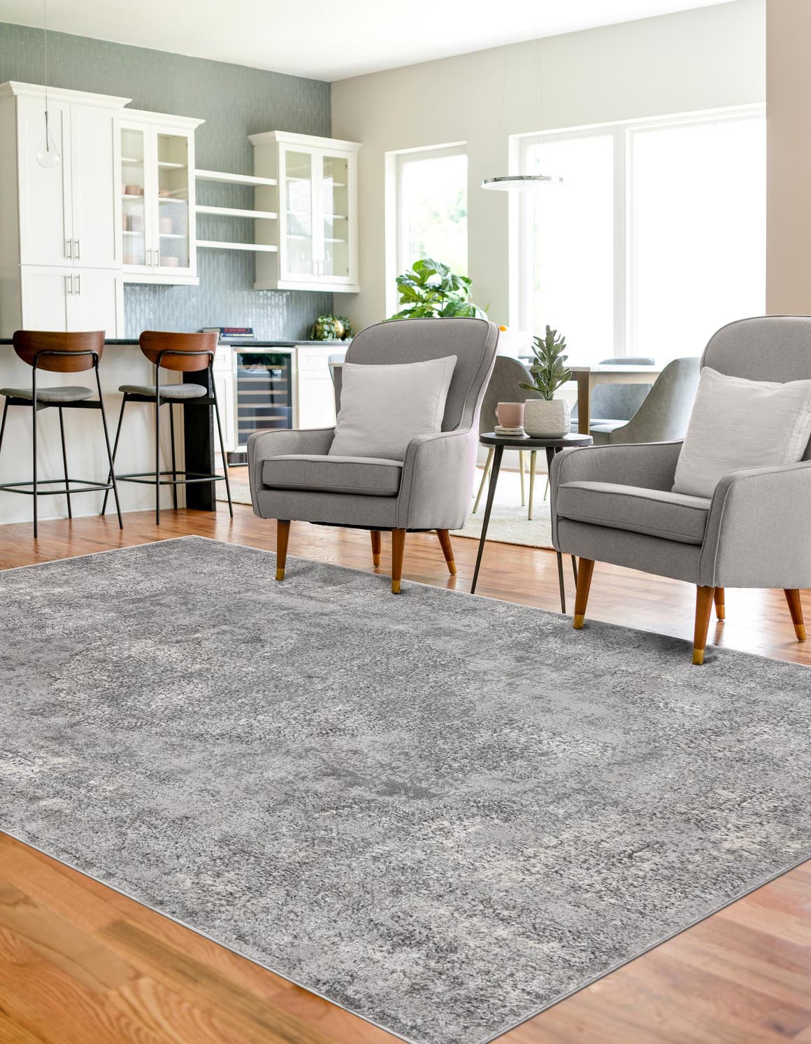Gray 10' x 14' 1 Portland Rectangle Area Rug 85% Polypropylene & 15% Polyester Vintage Distressed Traditional Carpet for Home Decor for Sale at Rug Engine