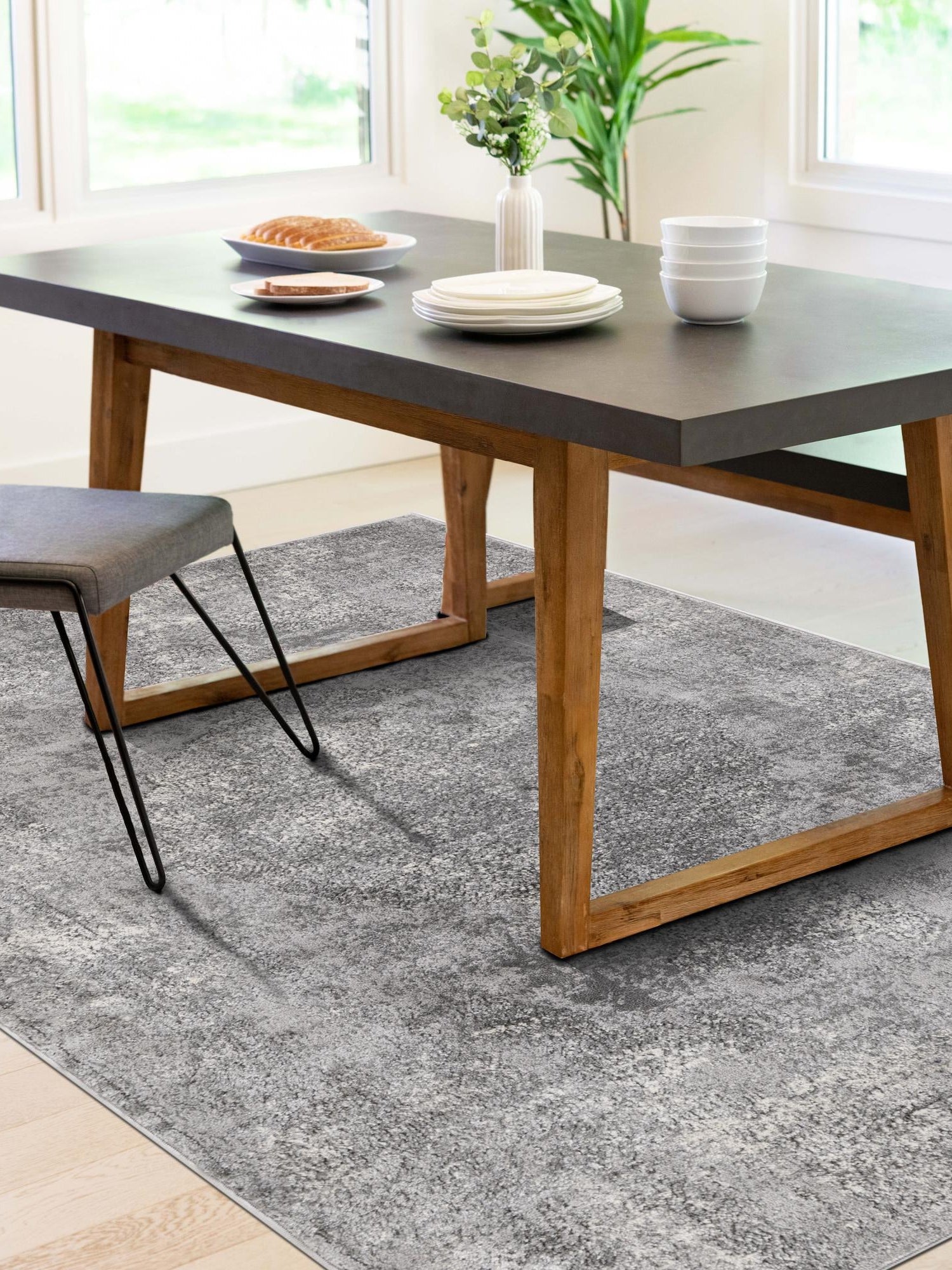Gray 7' 10 x 10' Portland Rectangle Area Rug 85% Polypropylene & 15% Polyester Vintage Distressed Traditional Carpet for Home Decor for Sale at Rug Engine