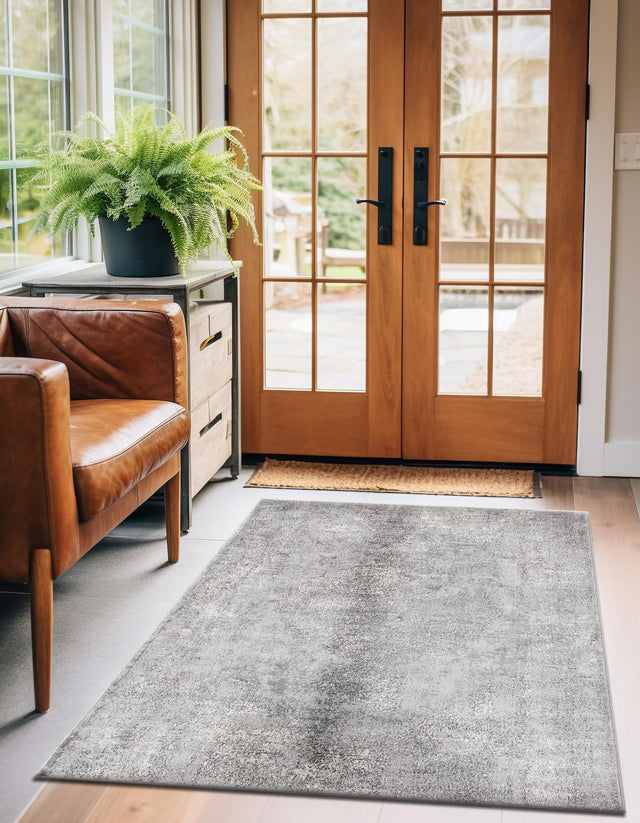 Gray 7' 10 x 11' Portland Rectangle Area Rug 85% Polypropylene & 15% Polyester Vintage Distressed Traditional Carpet for Home Decor for Sale at Rug Engine