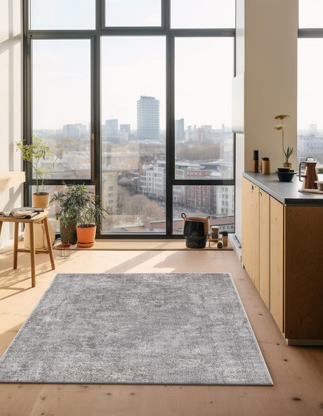 Gray 10' x 13' 1 Portland Rectangle Area Rug 85% Polypropylene & 15% Polyester Vintage Distressed Traditional Carpet for Home Decor for Sale at Rug Engine