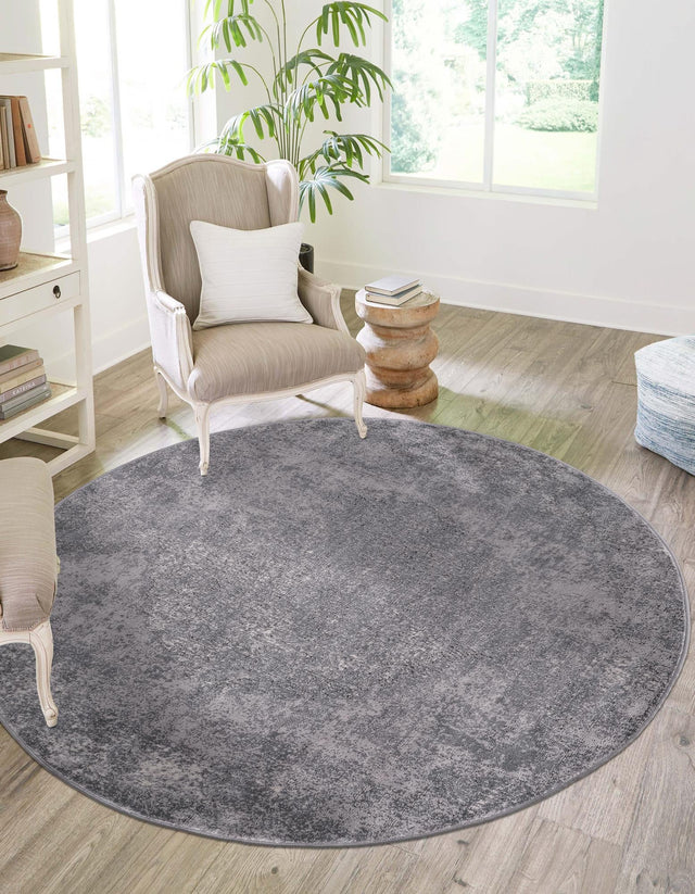 Gray 3' 1 x 3' 1 Portland Round Area Rug 85% Polypropylene & 15% Polyester Vintage Distressed Traditional Carpet for Home Decor for Sale at Rug Engine