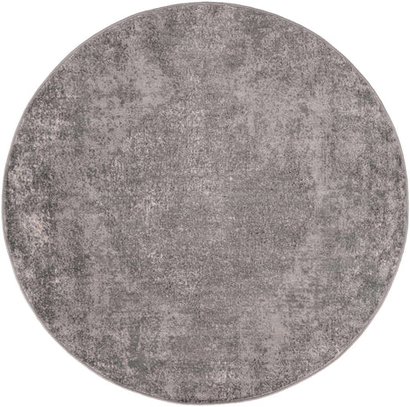 Gray 5' 3 x 5' 3 Portland Round Area Rug 85% Polypropylene & 15% Polyester Vintage Distressed Traditional Carpet for Home Decor for Sale at Rug Engine