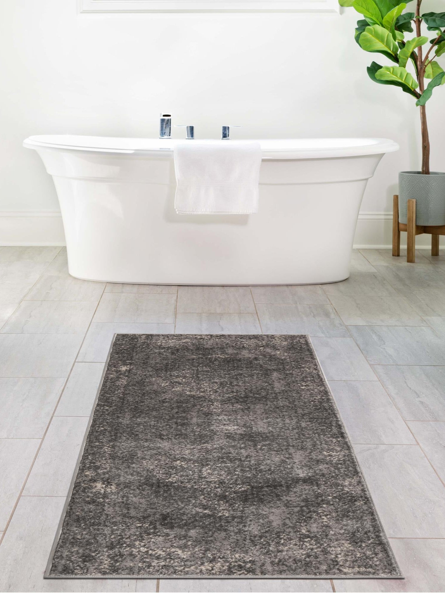 Gray 2' x 5' 3 Portland Runner Area Rug 85% Polypropylene & 15% Polyester Vintage Distressed Traditional Carpet for Home Decor for Sale at Rug Engine