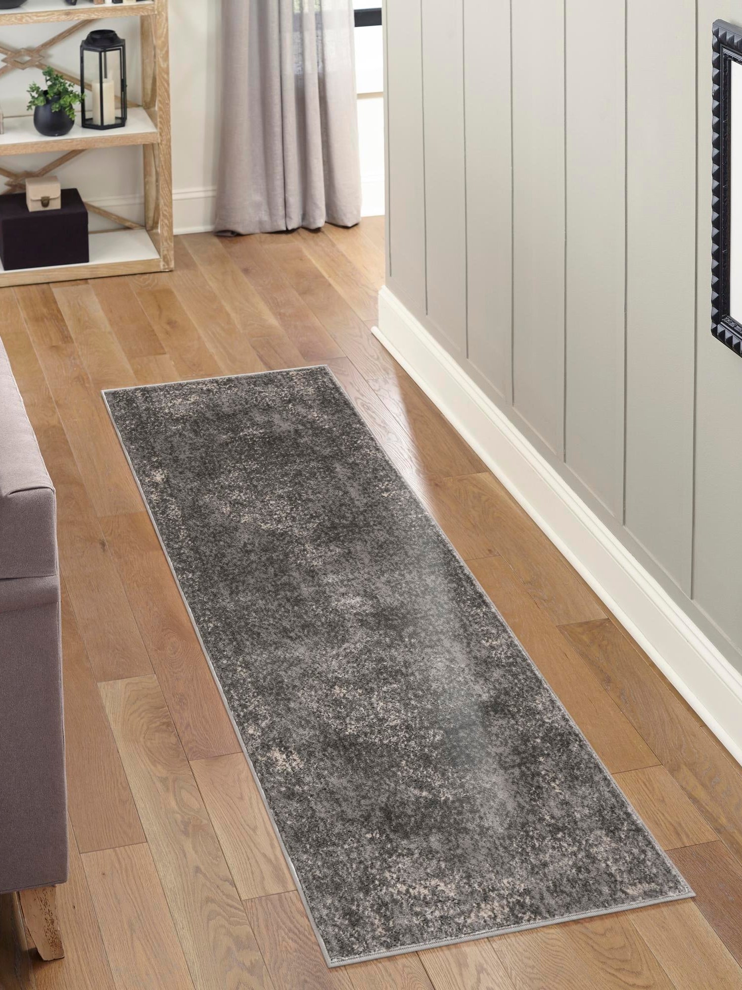 Gray 2' 7 x 10' Portland Runner Area Rug 85% Polypropylene & 15% Polyester Vintage Distressed Traditional Carpet for Home Decor for Sale at Rug Engine