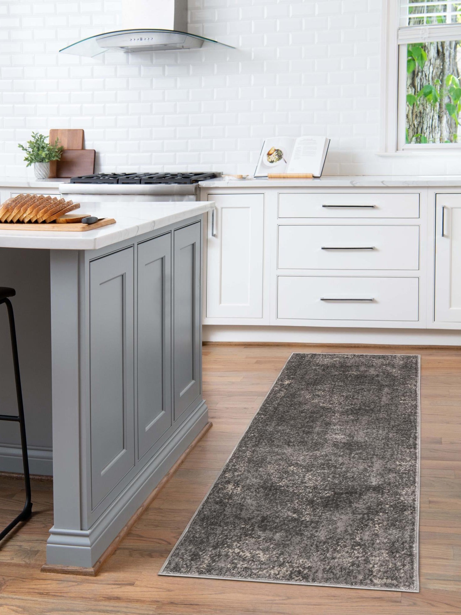 Gray 2' 7 x 10' Portland Runner Area Rug 85% Polypropylene & 15% Polyester Vintage Distressed Traditional Carpet for Home Decor for Sale at Rug Engine