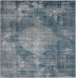 Blue 7' 10 x 7' 10 Portland Square Area Rug 85% Polypropylene & 15% Polyester Vintage Distressed Traditional Carpet for Home Decor for Sale at Rug Engine