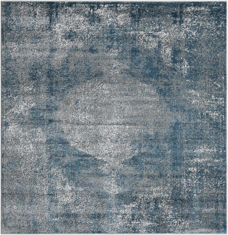 Blue 7' 10 x 7' 10 Portland Square Area Rug 85% Polypropylene & 15% Polyester Vintage Distressed Traditional Carpet for Home Decor for Sale at Rug Engine