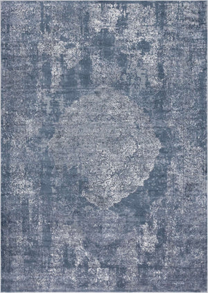 Blue 7' 1 x 10' Portland Rectangle Area Rug 85% Polypropylene & 15% Polyester Vintage Distressed Traditional Carpet for Home Decor for Sale at Rug Engine