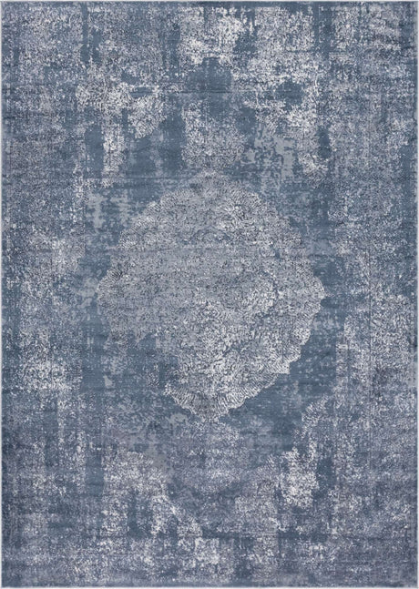 Blue 7' 1 x 10' Portland Rectangle Area Rug 85% Polypropylene & 15% Polyester Vintage Distressed Traditional Carpet for Home Decor for Sale at Rug Engine