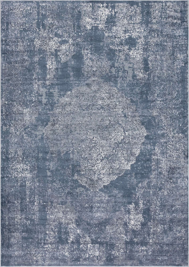 Blue 7' 1 x 10' Portland Rectangle Area Rug 85% Polypropylene & 15% Polyester Vintage Distressed Traditional Carpet for Home Decor for Sale at Rug Engine