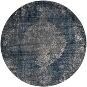 Blue 7' 1 x 7' 1 Portland Round Area Rug 85% Polypropylene & 15% Polyester Vintage Distressed Traditional Carpet for Home Decor for Sale at Rug Engine