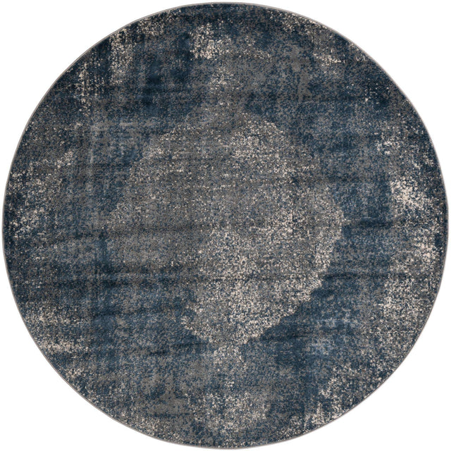 Blue 7' 1 x 7' 1 Portland Round Area Rug 85% Polypropylene & 15% Polyester Vintage Distressed Traditional Carpet for Home Decor for Sale at Rug Engine