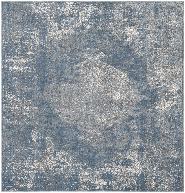 Blue 6' 1 x 6' 1 Portland Square Area Rug 85% Polypropylene & 15% Polyester Vintage Distressed Traditional Carpet for Home Decor for Sale at Rug Engine
