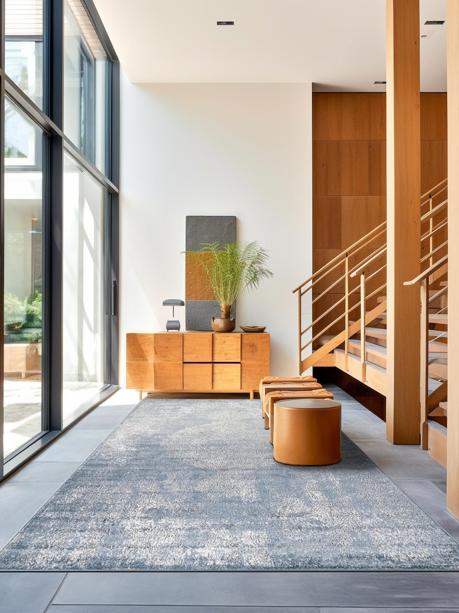 Blue 4' 1 x 6' 1 Portland Rectangle Area Rug 85% Polypropylene & 15% Polyester Vintage Distressed Traditional Carpet for Home Decor for Sale at Rug Engine