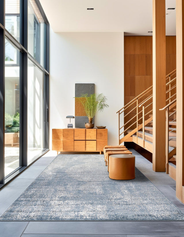 Blue 4' 1 x 6' 1 Portland Rectangle Area Rug 85% Polypropylene & 15% Polyester Vintage Distressed Traditional Carpet for Home Decor for Sale at Rug Engine