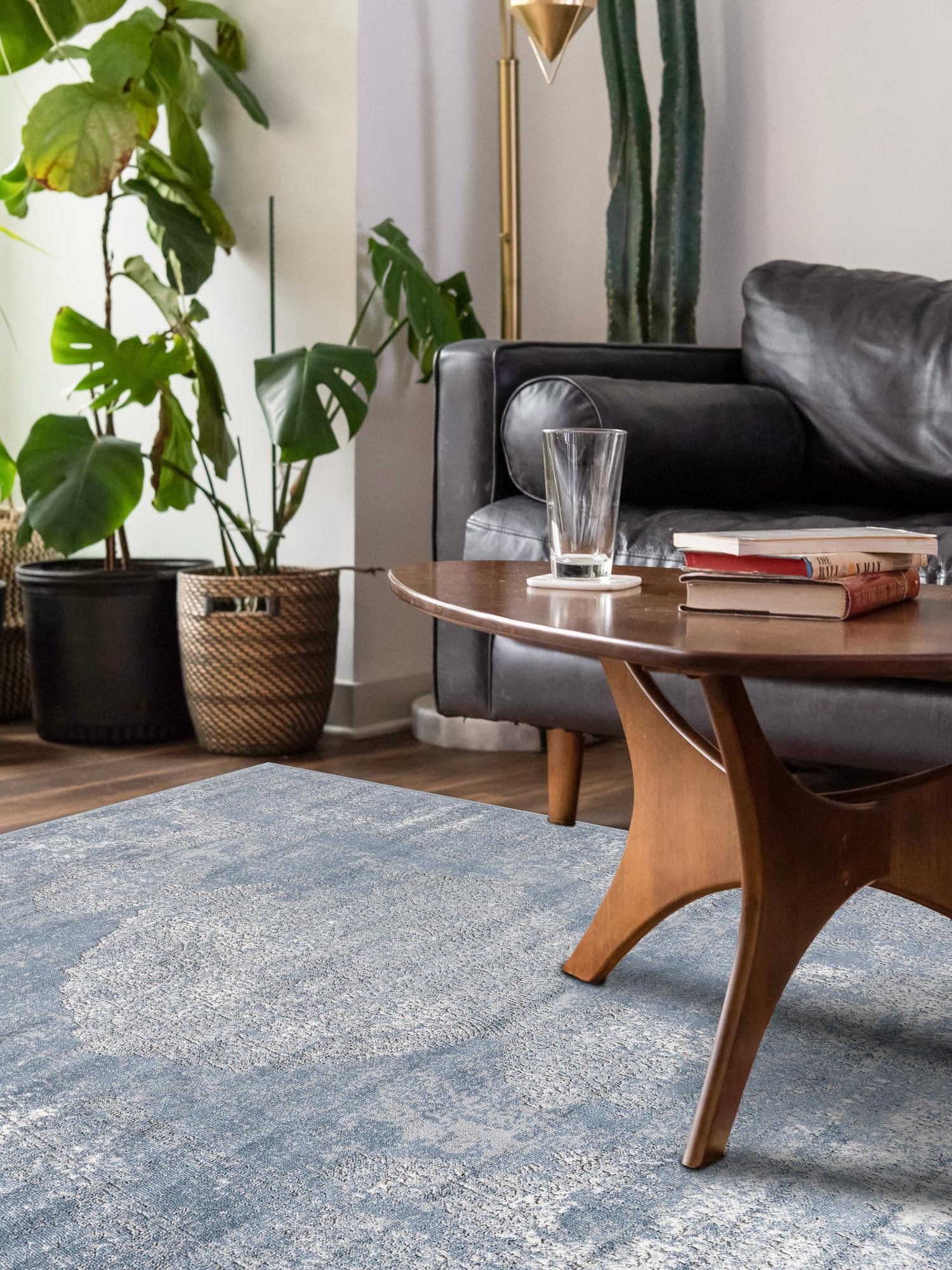 Blue 4' 1 x 6' 1 Portland Rectangle Area Rug 85% Polypropylene & 15% Polyester Vintage Distressed Traditional Carpet for Home Decor for Sale at Rug Engine