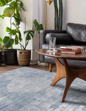 Blue 4' 1 x 6' 1 Portland Rectangle Area Rug 85% Polypropylene & 15% Polyester Vintage Distressed Traditional Carpet for Home Decor for Sale at Rug Engine