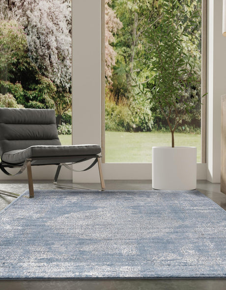 Blue 10' x 13' 1 Portland Rectangle Area Rug 85% Polypropylene & 15% Polyester Vintage Distressed Traditional Carpet for Home Decor for Sale at Rug Engine