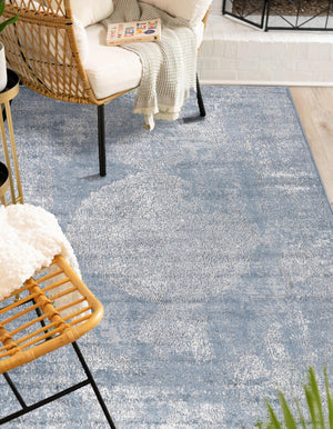 Blue 4' 1 x 6' 1 Portland Rectangle Area Rug 85% Polypropylene & 15% Polyester Vintage Distressed Traditional Carpet for Home Decor for Sale at Rug Engine