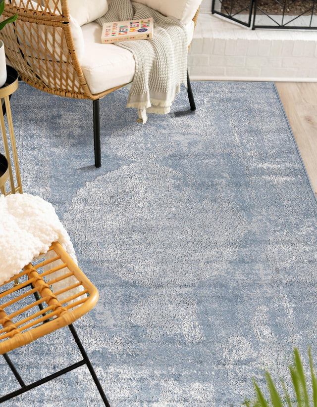 Blue 4' 1 x 6' 1 Portland Rectangle Area Rug 85% Polypropylene & 15% Polyester Vintage Distressed Traditional Carpet for Home Decor for Sale at Rug Engine