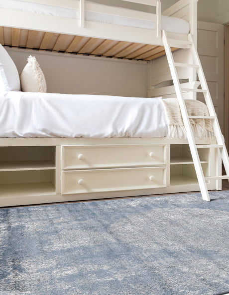 Blue 10' x 13' 1 Portland Rectangle Area Rug 85% Polypropylene & 15% Polyester Vintage Distressed Traditional Carpet for Home Decor for Sale at Rug Engine