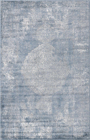 Blue 5' 3 x 8' Portland Rectangle Area Rug 85% Polypropylene & 15% Polyester Vintage Distressed Traditional Carpet for Home Decor for Sale at Rug Engine