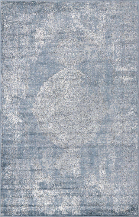Blue 5' 3 x 8' Portland Rectangle Area Rug 85% Polypropylene & 15% Polyester Vintage Distressed Traditional Carpet for Home Decor for Sale at Rug Engine