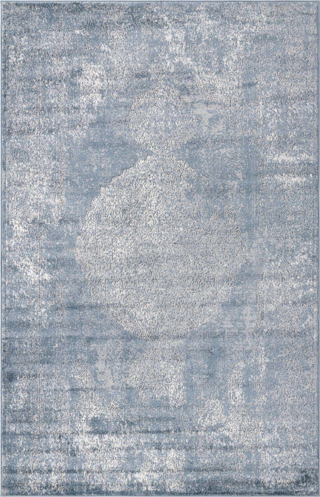Blue 5' 3 x 8' Portland Rectangle Area Rug 85% Polypropylene & 15% Polyester Vintage Distressed Traditional Carpet for Home Decor for Sale at Rug Engine