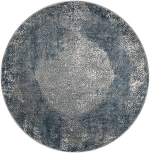 Blue 5' 3 x 5' 3 Portland Round Area Rug 85% Polypropylene & 15% Polyester Vintage Distressed Traditional Carpet for Home Decor for Sale at Rug Engine