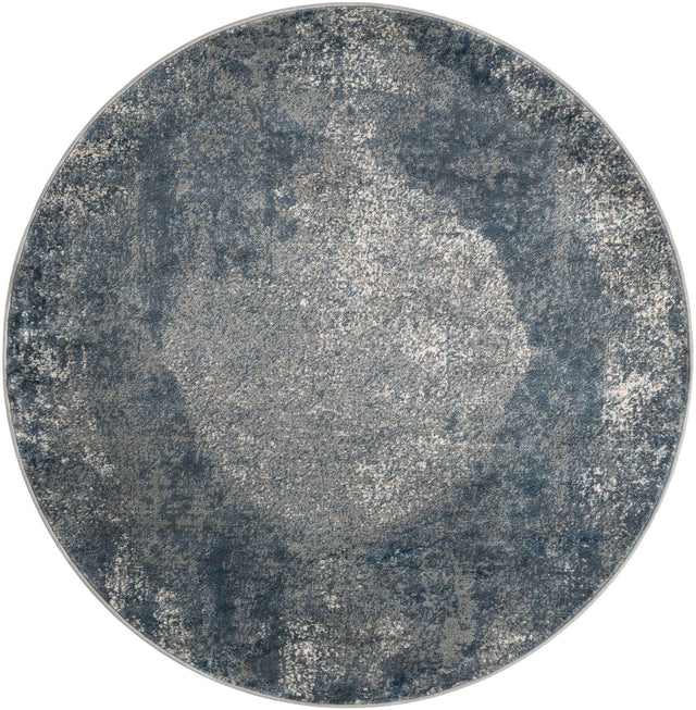 Blue 5' 3 x 5' 3 Portland Round Area Rug 85% Polypropylene & 15% Polyester Vintage Distressed Traditional Carpet for Home Decor for Sale at Rug Engine