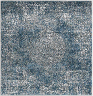 Blue 4' 1 x 4' 1 Portland Square Area Rug 85% Polypropylene & 15% Polyester Vintage Distressed Traditional Carpet for Home Decor for Sale at Rug Engine
