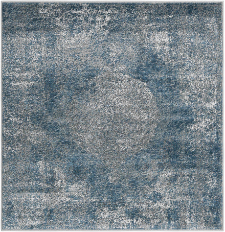 Blue 4' 1 x 4' 1 Portland Square Area Rug 85% Polypropylene & 15% Polyester Vintage Distressed Traditional Carpet for Home Decor for Sale at Rug Engine
