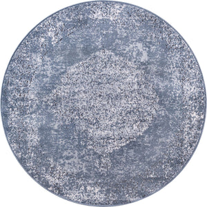 Blue 3' 1 x 3' 1 Portland Round Area Rug 85% Polypropylene & 15% Polyester Vintage Distressed Traditional Carpet for Home Decor for Sale at Rug Engine