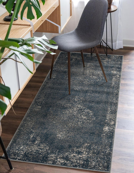 Blue 2' 2 x 12' Portland Runner Area Rug 85% Polypropylene & 15% Polyester Vintage Distressed Traditional Carpet for Home Decor for Sale at Rug Engine