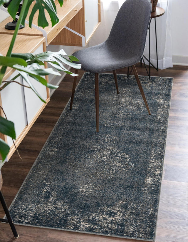 Blue 2' x 8' Portland Runner Area Rug 85% Polypropylene & 15% Polyester Vintage Distressed Traditional Carpet for Home Decor for Sale at Rug Engine