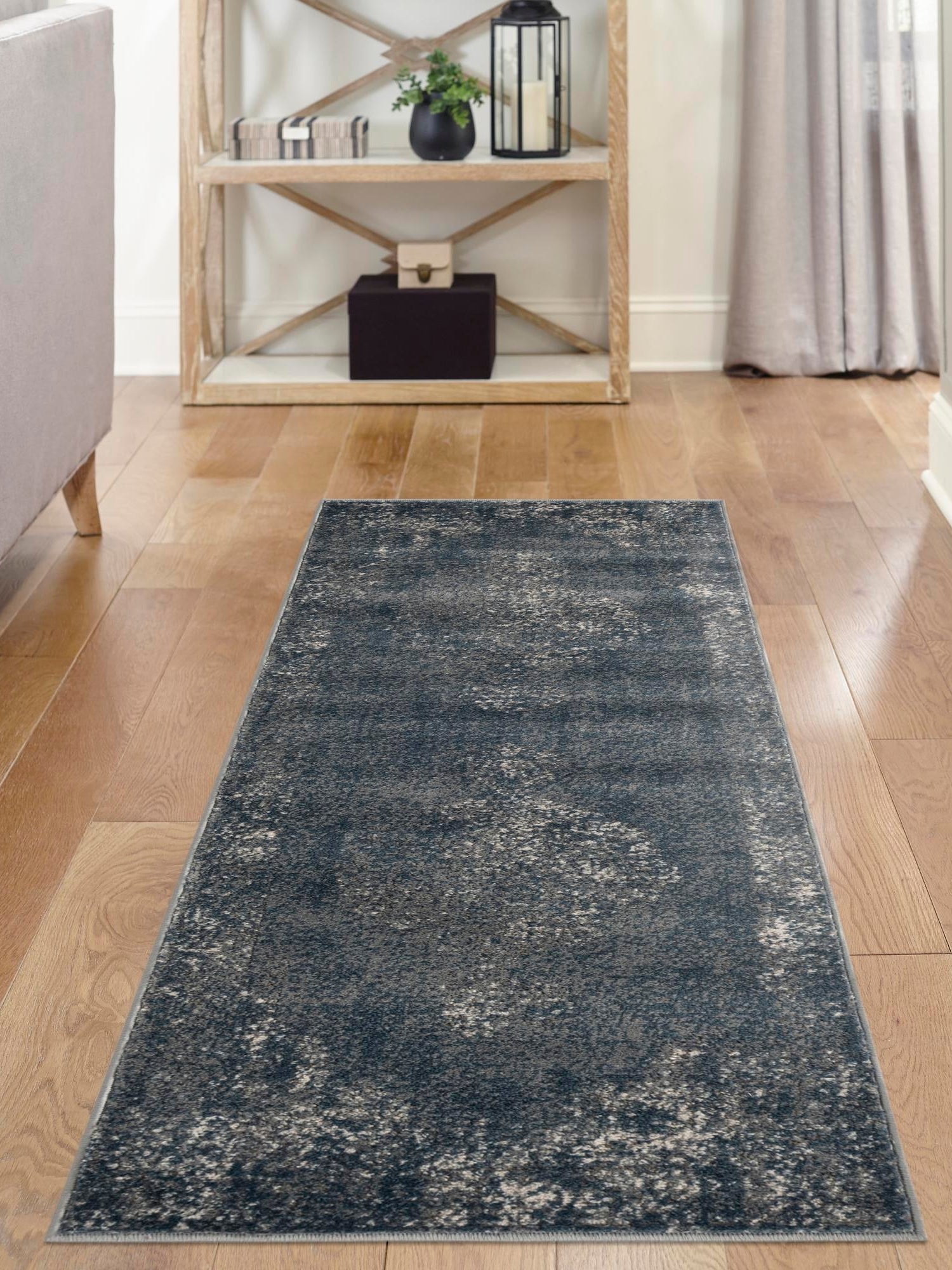Blue 2' x 8' Portland Runner Area Rug 85% Polypropylene & 15% Polyester Vintage Distressed Traditional Carpet for Home Decor for Sale at Rug Engine