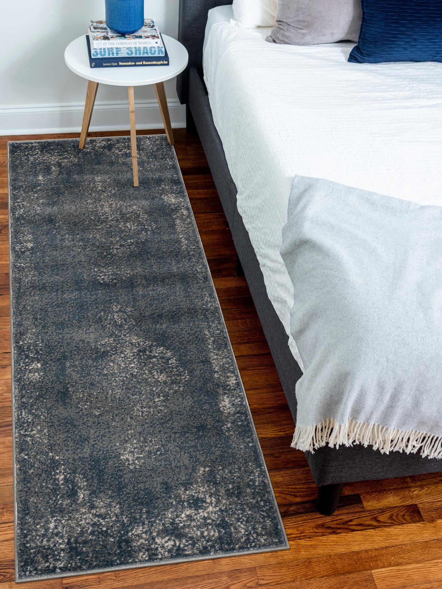 Blue 2' x 8' Portland Runner Area Rug 85% Polypropylene & 15% Polyester Vintage Distressed Traditional Carpet for Home Decor for Sale at Rug Engine