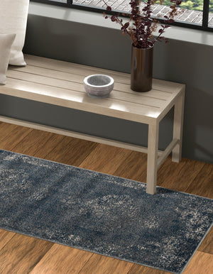 Blue 2' x 8' Portland Runner Area Rug 85% Polypropylene & 15% Polyester Vintage Distressed Traditional Carpet for Home Decor for Sale at Rug Engine