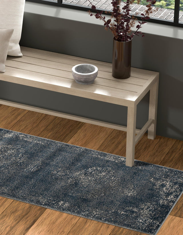 Blue 2' x 8' Portland Runner Area Rug 85% Polypropylene & 15% Polyester Vintage Distressed Traditional Carpet for Home Decor for Sale at Rug Engine
