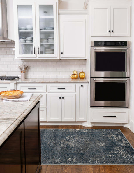 Blue 2' 2 x 12' Portland Runner Area Rug 85% Polypropylene & 15% Polyester Vintage Distressed Traditional Carpet for Home Decor for Sale at Rug Engine