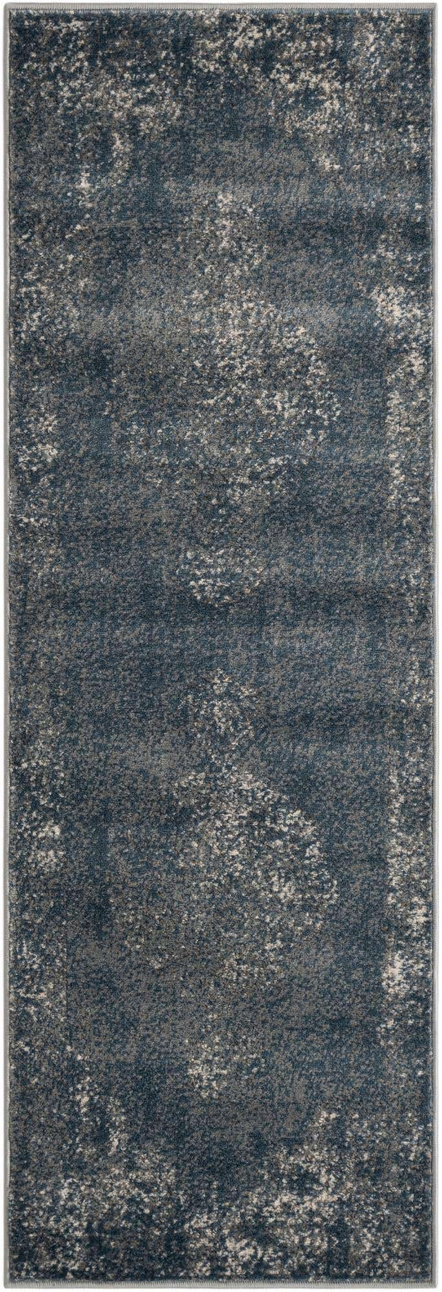 Blue 2' x 6' 1 Portland Runner Area Rug 85% Polypropylene & 15% Polyester Vintage Distressed Traditional Carpet for Home Decor for Sale at Rug Engine