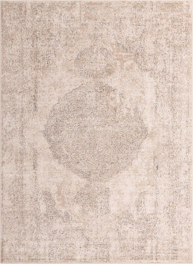 Ivory 9' x 12' Portland Rectangle Area Rug 85% Polypropylene & 15% Polyester Vintage Distressed Traditional Carpet for Home Decor for Sale at Rug Engine