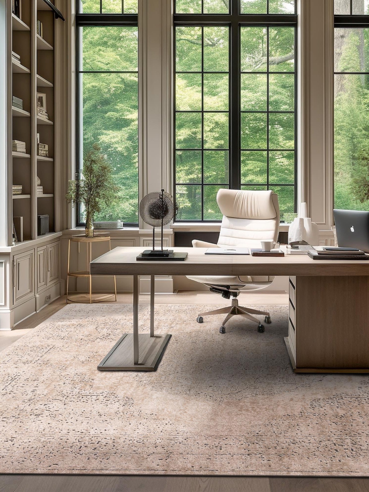 Ivory 4' 1 x 4' 1 Portland Square Area Rug 85% Polypropylene & 15% Polyester Vintage Distressed Traditional Carpet for Home Decor for Sale at Rug Engine